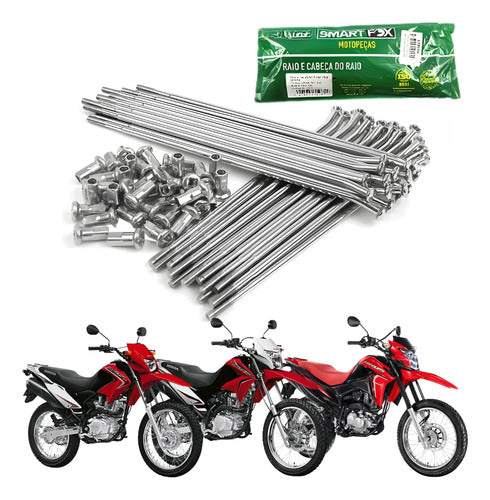Jogo de Raios Traseiro Smartfox Honda Bros 125 150 160 3,5 mm Cromado