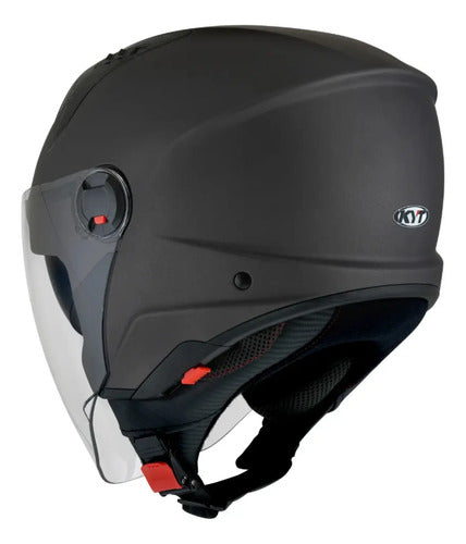 Capacete Aberto KYT D-City Solid com Óculos Solar Interno Preto Fosco