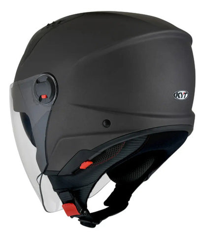 Capacete Aberto KYT D-City Solid com Óculos Solar Interno Preto Fosco