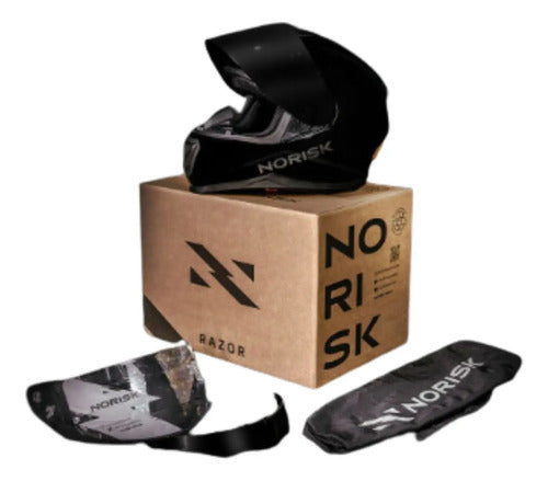 Capacete Norisk Razor Solid com 2 Viseiras e Spoiler Preto Brilhante
