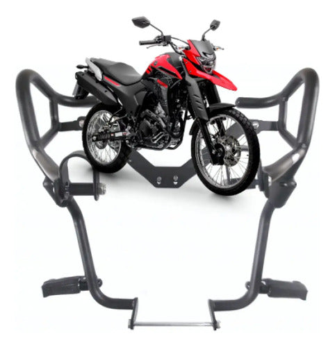 Protetor de Motor com Pedaleira Chapam Yamaha Lander 250 2019 a 2024 Preto Fosco