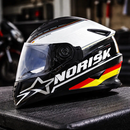 Capacete Norisk FF302 Soul II Grand Prix Alemanha com Óculos Solar Interno Branco
