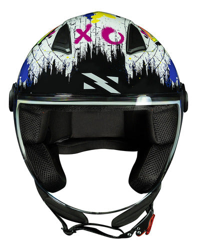 Capacete Aberto Norisk Orion Shine Branco Laranja Brilhante