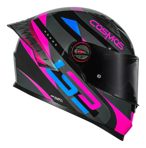 Capacete LS2 FF358 Pro Modok com Spoiler Preto Rosa Brilhante