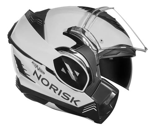 Capacete Escamoteável Norisk Avenger Solid com Óculos Solar Interno Branco Brilhante Tamanho 60/L