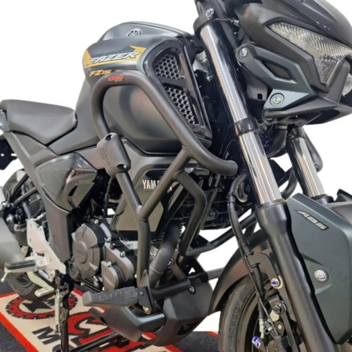 Protetor de Motor com Pedaleira Chapam Yamaha Fazer Fz15 150 2023 a 2025 Preto Fosco
