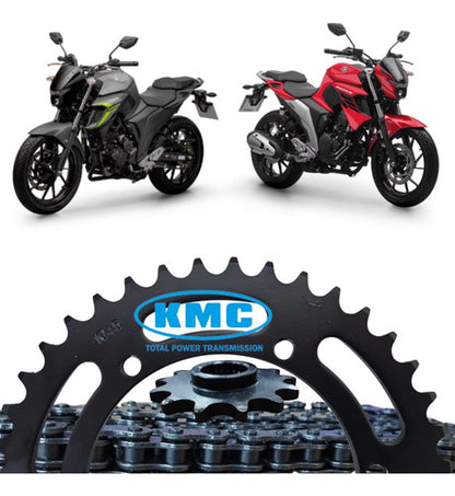 Kit Relação KMC Gold sem Retentor Yamaha Fazer Fz25 250 2018 a 2025 428H 136L 46/15T