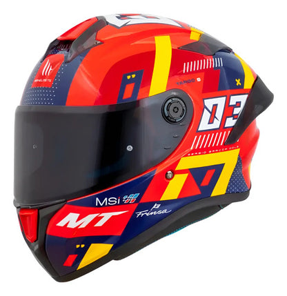 Capacete MT Helmets Targo S Sergio Garcia 2024 Vermelho Amarelo Azul Brilhante