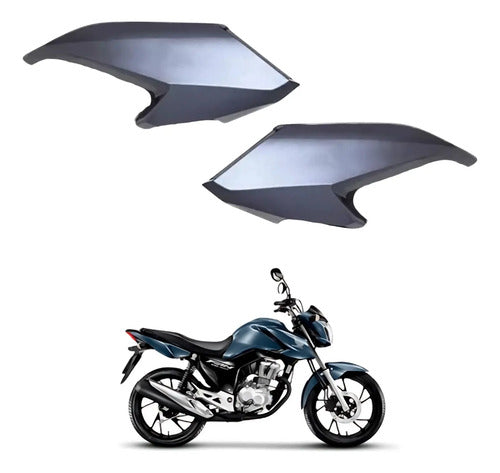 Par de Aletas Abas do Tanque Paramotos Honda Cg 160 Fan Start 2022 a 2024 Cinza