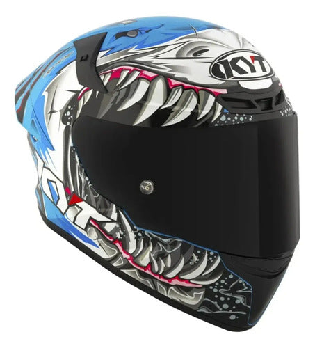 Capacete KYT TT-Course Megalodon Azul Brilhante Tamanho 58/M