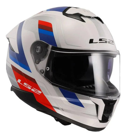 Capacete LS2 FF818 Storm III Sporty com Óculos Solar Interno Branco Azul Vermelho