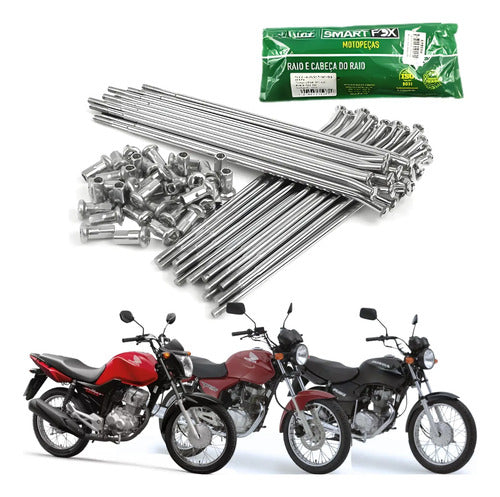 Jogo de Raios Smartfox Honda Cg 125 150 160 Titan Fan Start Cargo 3,5 mm Zincado