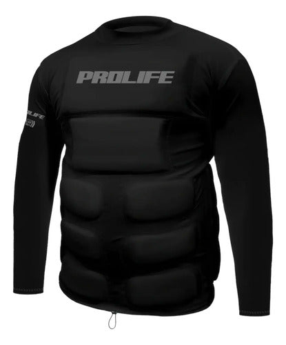 Camisa Flutuadora Manga Longa Aquática Uv50+ Lycra Unisex Preto