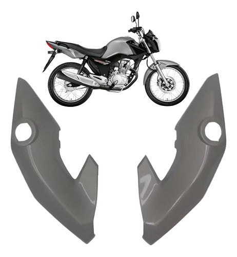 Par de Carenagens Laterais do Farol Paramotos Honda Cg 150 160 Fan Cinza Fosco