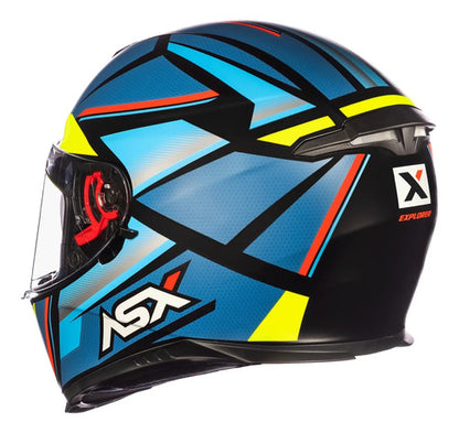 Capacete ASX Eagle SV Explorer com Óculos Solar Interno Preto Azul Amarelo Fosco
