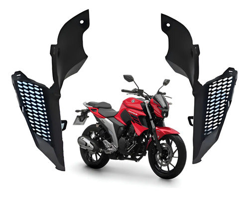 Par de Acabamentos do Duto de Ar da Aba do Tanque Paramotos Yamaha Fazer Fz25 250 Preto