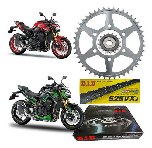Kit Relação DID Premium com Retentor Kawasaki Z900 2017 em diante 525VX3 114L 44/15T