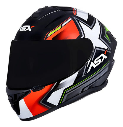 Capacete ASX Draken Pilot Preto Vermelho Verde Brilhante