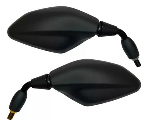 Par de Espelhos Retrovisores GVS Haste Curta Universal Rosca Yamaha Lente Convexa Azul