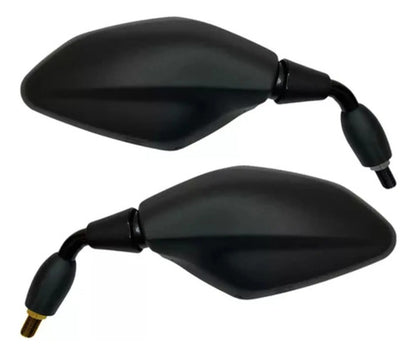 Par de Espelhos Retrovisores GVS Haste Curta Universal Rosca Yamaha Lente Convexa Azul