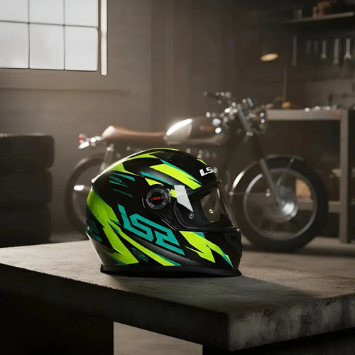 Capacete LS2 FF358 Draze Preto Amarelo Verde Brilhante Tamanho 60/L