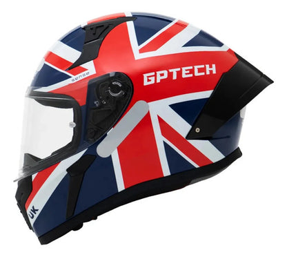 Capacete GP Tech Sense UK Azul Vermelho Brilhante Tamanho 56
