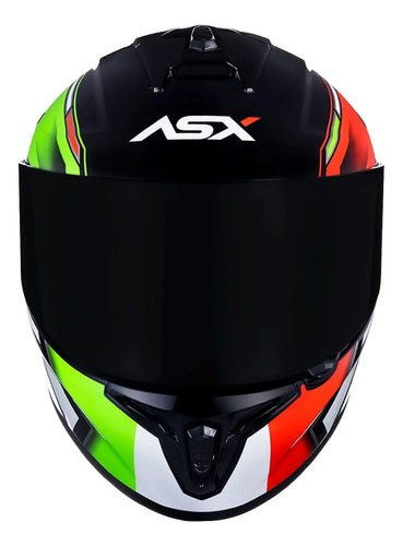 Capacete ASX Draken Pilot Preto Vermelho Verde Brilhante