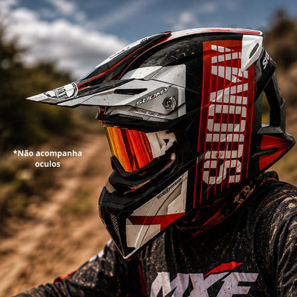 Capacete Off-Road Suomy X-Wing Amped Preto Vermelho Brilhante Tamanho 58/M