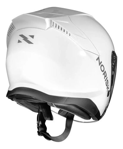 Capacete Aberto Norisk City Solid com Óculos Solar Interno Branco Brilhante