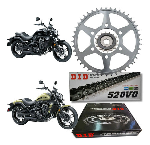 Kit Relação DID Premium com Retentor Kawasaki Vulcan S 650 2015 em diante 520VO 120L 46/15T