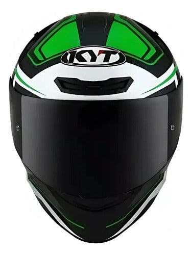 Capacete KYT TT-Course Overtech Preto Verde Brilhante Tamanho 62/XL