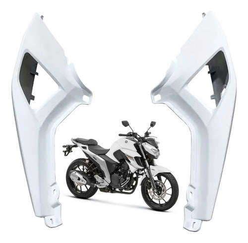 Par de Rabetas Laterais Paramotos Yamaha Fazer Fz25 250 2018 a 2024 Branco