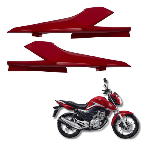 Par de Rabetas Laterais Paramotos Honda Cg 160 Titan 2022 a 2024 Vermelho Guaraú
