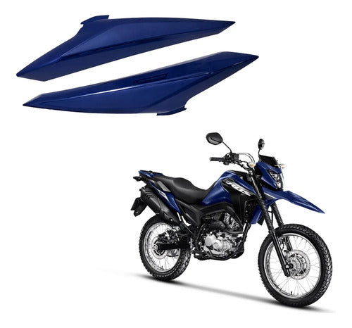 Par de Tampas Laterais Traseiras Paramotos Honda Bros 160 2025 em diante Azul