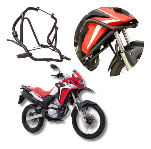 Protetor de Motor com Pedaleira Chapam Honda Xre 300 2010 a 2023 Preto Fosco