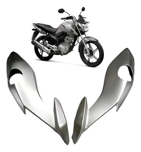 Par de Carenagens Laterais do Farol Paramotos Honda Cg 160 Fan Start 2022 a 2024 Prata Force