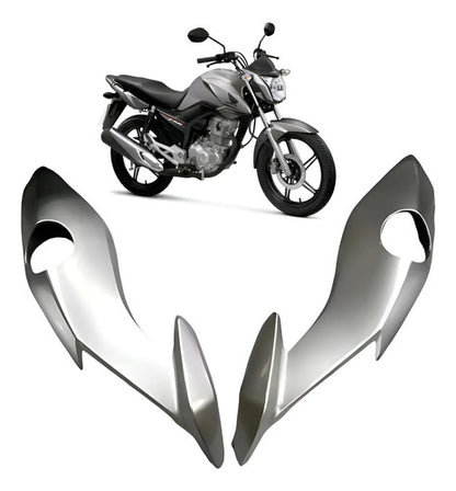 Par de Carenagens Laterais do Farol Paramotos Honda Cg 160 Fan Start 2022 a 2024 Prata Force