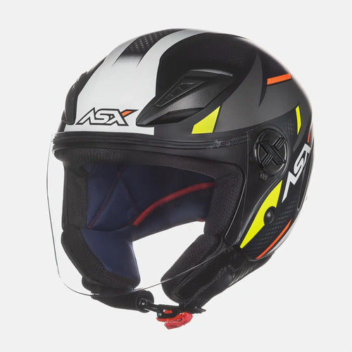 Capacete Aberto ASX City Air Square Preto Grafite Amarelo Fosco