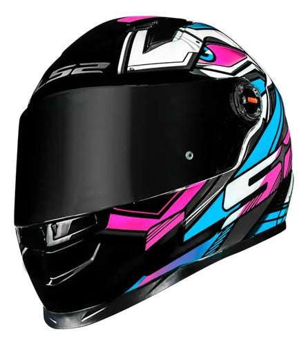 Capacete LS2 FF358 Xdron Ciano Rosa Brilhante