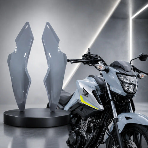Par de Carenagens Laterais do Farol Paramotos Honda Cg 160 Titan 2025 em diante Cinza Perolizado