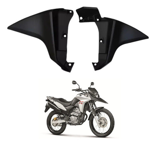 Par de Aletas Abas do Tanque Inferiores Paramotos Honda Xre 300 2013 a 2015 Preto Fosco