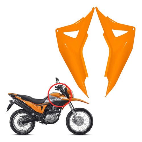 Par de Guias de Ar Abas do Tanque Paramotos Honda Bros 160 2015 a 2021 Laranja