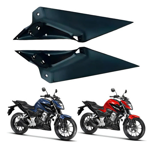 Par de Acabamentos Internos da Aba do Tanque Paramotos Honda Cb 300f Twister 2023 a 2025 Preto