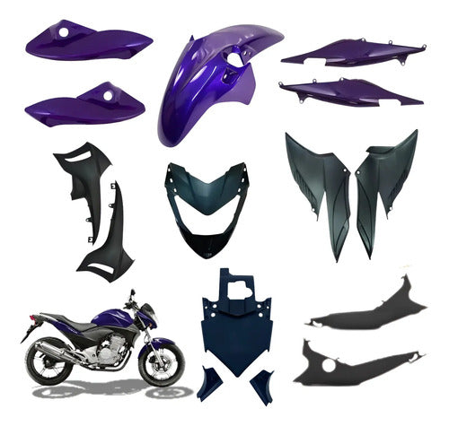 Kit Carenagem Completo Paramotos Honda Cb 300r 2009 a 2012 Roxo Metálico