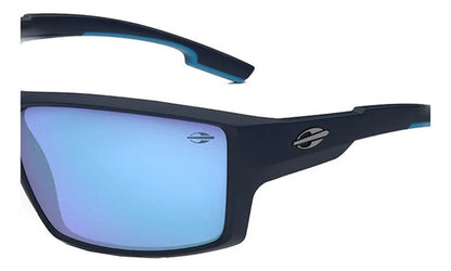 Óculos De Sol Mormaii Solar Joaca 4 Azul Fosco Com Detalhes Azuis Lente Espelhada Azul Curvado
