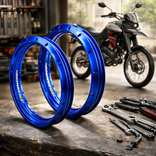 Par de Aros de Roda GS Monaco Yamaha Lander 250 2018 a 2026 1.85x21 e 2.15x18 Azul