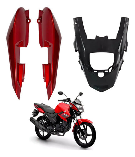 Rabeta Lateral Completa Paramotos Yamaha Fazer 150 2014 a 2024 Vermelho Metálico