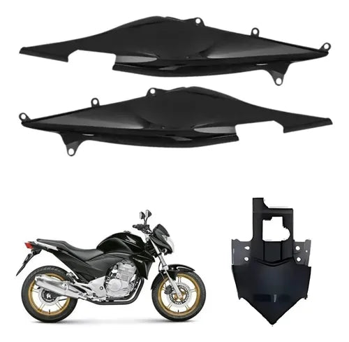 Kit Rabeta Lateral Completa Paramotos Honda Cb 300r 2009 em diante Preto Brilhante 1101/214/02