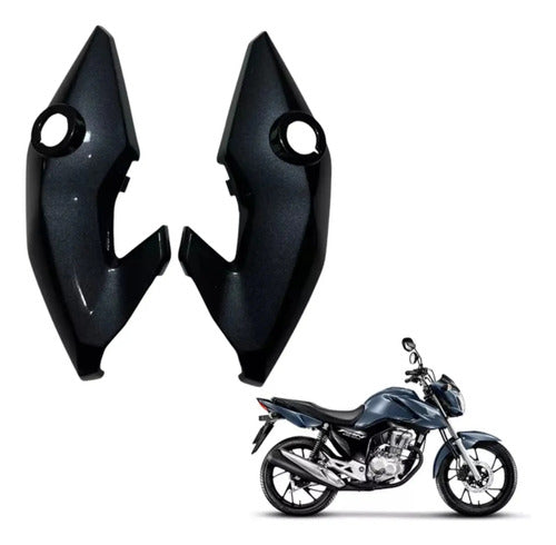 Par de Bananinhas Carenagens Laterais do Farol Paramotos Honda Cg 150 160 Fan Start Cinza Una