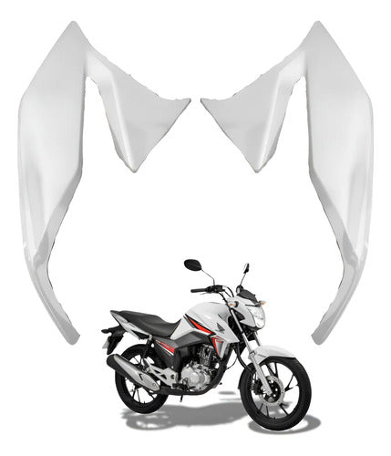 Par de Aletas Abas do Tanque Paramotos Honda Cg 160 Titan 2016 a 2021 Branco Ross